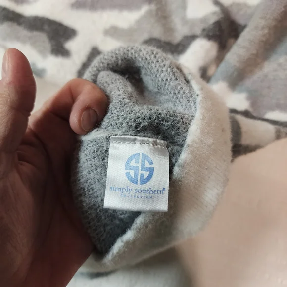 Simply Southern Gray and White Camouflage Sweater - Picture 11 of 13